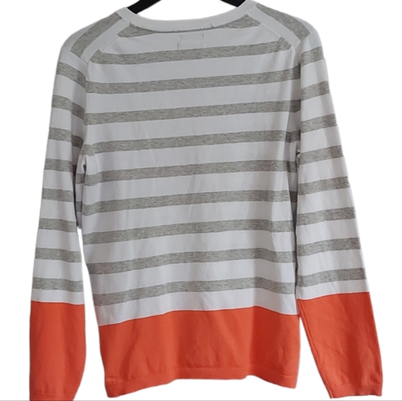 Tommy Hilfiger Womens Size L Pima Cotton Blend Jumper Orange Grey White - Picture 3 of 7